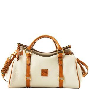 Dooney & Bourke Pebble Leather Large Satchel in Summer White